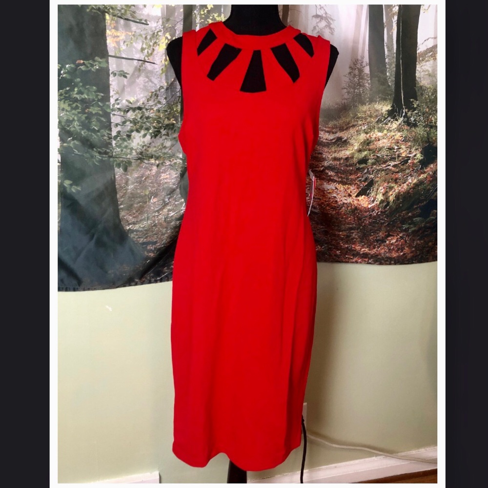 Red sleeveless dress with cutout color NWT